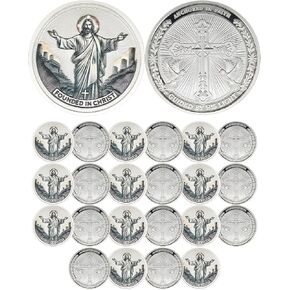 24Pcs Christian Challenge Coins — Bulk Christian Commemorative Coins, Metal Prayer Gifts, Suitable for Male Collectors, Religious Church Party, and Military Souvenirs