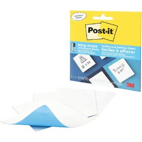 Post-it Easy Erase Whiteboard Sheets, 4 Sheets, 3.9 x 3.9 in, Instant Whiteboard, Use Dry Erase and Permanent Markers (‎EE-N-4PK)