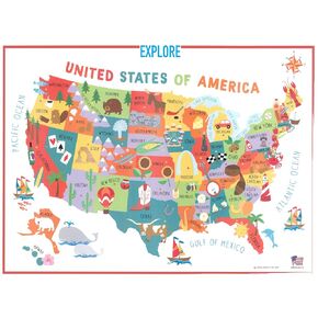 Swiftmaps 28x40 United States USA US Children's Wall Map Mural Poster Laminated for Kids