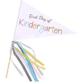 First Day of School Flag，kindergarten Back to School Pennants Flag with Ribbons,ck1