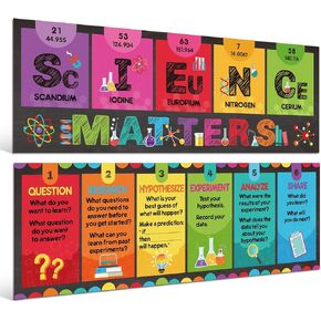 Fulmoon 2 Pieces Chalkboard Science Bulletin Board Banner Science Classroom Decorations Scientific Method Poster Science Matters Banner for Elementary Middle School Chemistry Lab Wall Decor Supplies