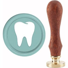 CRASPIRE Tooth Wax Seal Stamp Tooth Sealing Wax Stamps 30mm Retro Vintage Removable Brass Stamp Head with Wood Handle for Wedding Invitations Halloween Christmas Thanksgiving Gift Packing