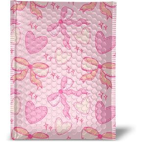 6x9 Designer Bubble Poly Mailer 50 Pack Heavy Duty Waterproof Self Seal Shipping Bags for Small Business Large Mailing Envelopes Bulk Tear Resistant Padded Pink Coquette Bubble Mailer