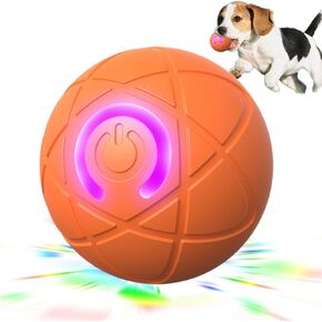 Interactive Dog Ball, 2025 New Activated Automatic Rolling Ball for Dog, Self Moving Vibrating Smart Jumping Automatic Moving Bouncing and Rotating Balls for Pets, USB Rechargeable (Orange)