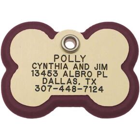 LuckyPet Pet ID Tag, Bone Frame Tag, Rugged Dog Tags with Colorful Frame, Custom Engraved, Large, Black & Stainless