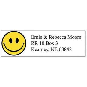 Happy Faces Small Return Address Labels (6 Designs) - Set of 240 2" x 5/8" Self-Adhesive, Flat-Sheet labels