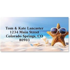 Cool Sea Star Personalized Border Address Labels - Set of 144, Self-Adhesive, Flat-Sheet Address Labels, by Colorful Images