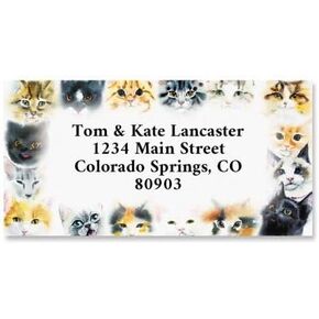 So Many Cats Border Personalized Return Address Labels Set of 144, Large, Self-Adhesive, Flat-Sheet Labels, by Colorful Images