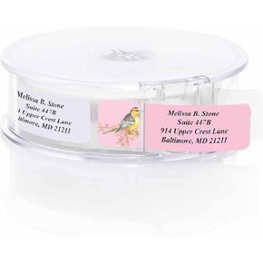 Cardinals on a Twig Designer Rolled Address Labels with Elegant Plastic Dispenser