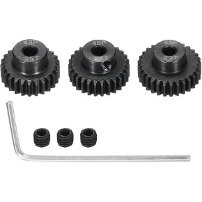 48 P Steel Pinion Gear Set 25T 27T 29T for 3.175 mm Shaft Hardened Steel Pinion Gear with Screws and Hexagonal Wrench for RC Car Motor