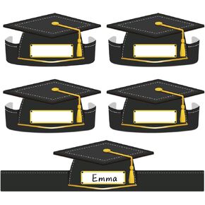 D4DREAM 24pcs Paper Graduation Crown Personalized Graduation Party Caps Graduation Party Paper Hats Adjustable Paper Graduation Hat with 24 Rope Paper Graduation Cap with Tassels for Kids Students