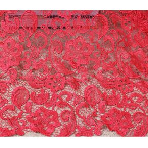 36"" Floral Lace Embroidery Guipure Fabric Wedding Bridal Dress Clothing (Black)