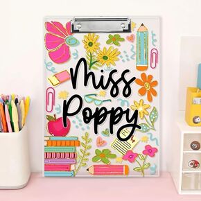 Personalized Teacher Clipboard, Custom Acrylic Storage Clipboard with Teacher Name, Back to School Teacher Appreciation Gifts 1