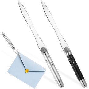 2 Pack Metal Letter Opener, Stainless Steel Envelope Openers with Ergonomic Grip Envelope Slitter Versatile Letter Mail Opener Tool for Office & Home Use