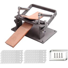 Leather Skiver, Manual Leather Skiving Machine, Leather Peeling Tools with 10x 4 inch Blades, Stainless Steel Shovel Skin Skiver, for DIY Leather Thinning, Adjustable Thickness