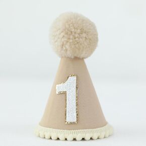 Natural Khaki Boho Party Hat First Birthday Hat Boy 1 Birthday Hat 1st Baby Birthday Hat One Year Old Baby Party Hat Photoshoot Props Photo Props Felt Natural Cake Smash Boho Theme