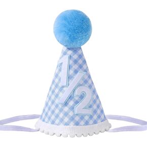 Half Birthday Hat- Adjustable 6 Month Milestone Baby Cone Hat for Photo Shoot - 1/2 Party Hat Outfit for Girls/Boys