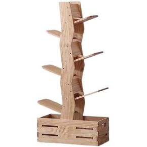 Small Bookshelf Solid Wood Tree-Shaped Bookshelf Multi-layer Picture Book Shelf Living Room Simple Modern Storage Floor-Standing Storage Display Shelf Bookcase for Office, Living Room(Medium)