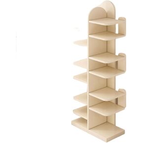Small Bookshelf Simple Tree-Shaped Cactus Bookshelf Student Home Cabinet Small Narrow Slit Bookcase Living Room Multi-Layer Storage Locker for Office, Living Room(Wood Color)