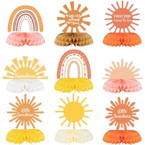 First Trip Around The Sun Decorations Honeycomb Centerpieces, Little Sunshine Table Toppers, Sun Birthday Party Decoration for Sunshine Baby Shower