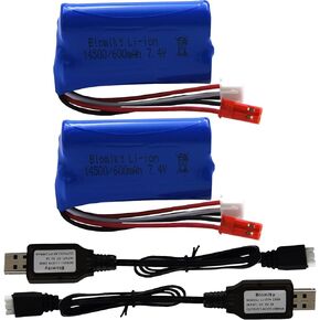 Blomiky 7.4V 2S 600mAh Li-ion Rechargeable Battery with JST Plug and Charger Cable Suitable for Some RC Cars Trucks Vehicles / 7.4V 600mAh JST 2