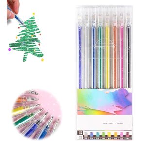Glitter Gel Pens, Glitter Gel Pen Set for Coloring Books, Artist Colored Gel Markers Colorful Pens Neon Gel Pens for All Ages, Writing, Coloring, Doodling, Scrapbooking, Journaling & More(8)