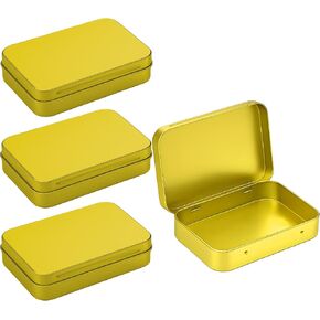 Small Metal Tins with Lids –4 PCS Versatile Tin Containers for Storage and Organization – Perfect Small Tin Box and Zyn Holder Nail Box DIY Gift Packaging Golden Iron Mint Case