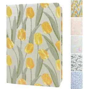 Blank Journal Notebooks, A5 with Fabric Cover Sketchbook, with 200 Pages Blank Paper for men Women, Unlined Drawing and Writing Journals(tulip)