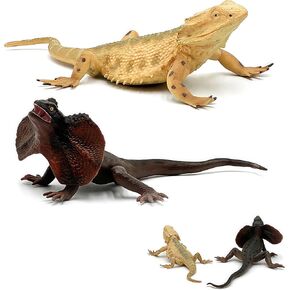 Gemini&Genius Lizard Toys- Bearded Dragon Lizard Figures, Prank Props Gift, Scary Playset, Funny Cake Topper for Kids-Hand Painted-with Chameleon Reptile Animal Toys(2Pcs)