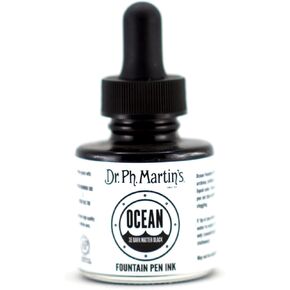 Dr. Ph. Martin's Ocean Fountain Pen (3E) Ink Bottle, 1.0 oz, Dark Matter Black
