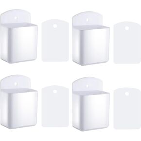 4 Pcs Wall Remote Holder, White TV Remote Wall Holder, Self-Adhesive ABS Storage Box Organizer for Home School Office