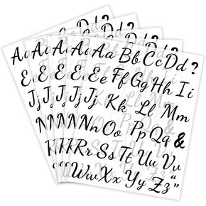 5 Sheets 280 Pieces Iron On Letters for Clothing, 1 Inch White Heat Transfer Vinyl Letter Patches, Iron On Cursive Upper & Lowercase Alphabets Decals with A-Z for Backpack，Jerseys，Fabric T-Shirts DIY
