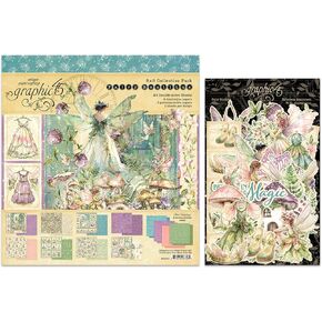 Graphic 45 Fairy Boutique Decorative Papers - 8x8 Paper Pack and Ephemera Die-Cuts