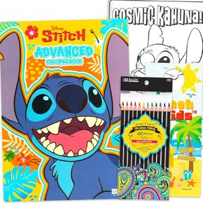 Stitch Advanced Coloring Book Set for Teens, Adults - Lilo and Stitch Coloring Activity Book Bundle with Colored Pencils, More (Adult Relaxation)