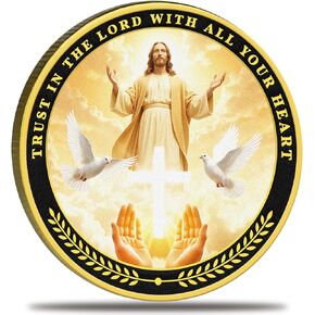 Trust in The Lord with All Your Heart Challenge Coin – Christian Motivation Faith Pocket Token, Trust God Daily Reminder Coin, Bible Verse Medallion – Inspirational Gift for Encouragement & Strength
