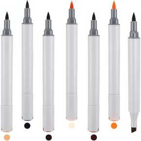 Lusofie 6 Packs Dual Tip Leather Dye Pens, 6 Colors Shoe Markers, Flow Leather Dye Markers for Leathers Scratch Shoe Surface Repair, No Fading, Quick Dry, Invisible Repair