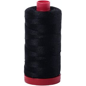 Aurifil Mako Cotton 12 Weight 2 Ply Large Spool 386 Yards 325 Meters Black