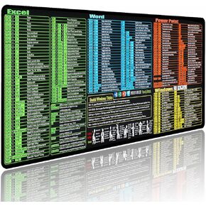 Excel/Word/Power Point/Computer Mouse pad, Large Excel Cheat Sheet Desk Pad, Over 210 Keyboard Shortcuts Mousepad, Non-Slip&Waterproof Desk mat(XL 31.5 x 11.8 in), Suitable for Office Use
