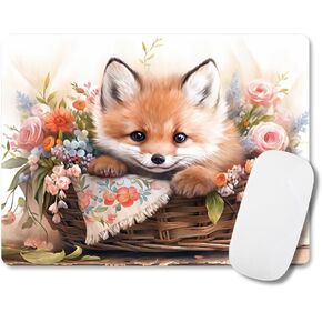 Farmhouse Baby Highland Cow with Floral Mouse Pad,Cute Cow Cattle Flowers Mouse Pad Square Mouse Mat Waterproof Mousepad Non-Slip Rubber Base Mouse Pads for Office Laptop Women 12.8"x9.7"
