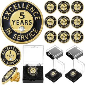 Tondiamo 20 Set Year of Service Pins with Clear Plastic Gift Box Employee of The Month Appreciation Gifts Employee Excellence Award Lapel Pin Performance Recognition Reward Anniversary(5 Years)