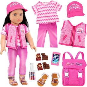UNICORN ELEMENT 10 PCS American Doll Accessories Set for 18 inch Dolls Accessories and Clothes Included 5 Pcs Clothes and Shoes Backpack and Accessories playset for Kids（no Doll Include）