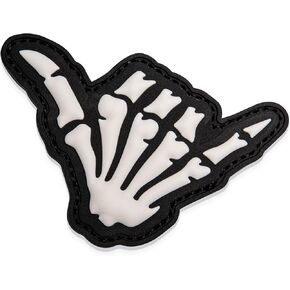 Shaka Hand PVC Patch - Glow in The Dark Funny Patches, Military Tactical Morale Patch with Hook and Loop Fastener, Cute Patches for Backpacks, Military Uniforms, Jeans, Jackets, Vests, Hats & More