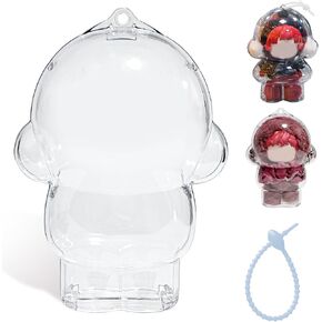 1 PCS Protective Case for SP Winter Symphony - Transparent Acrylic Display Box with Silicone Strap White for Storage Hanging Doll-Clear（Doll Not Include）