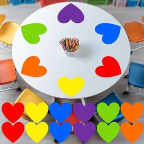 Ireer 12 Pcs Large Dry Erase Dots for Classroom Hearts 13 Inch Table Removable Colorful Stickers Wall Whiteboard No Staining Spots for School Teacher Home Office Teaching Supplies