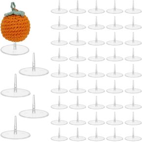 FINGERINSPIRE 50 Pcs Plastic Crochet Emotional Support Stands Clear PS Plastic Stand with 2 inch Wide Flat Round Base Perfect for Miniature Displays and Craft Projects for Crochet Enthusiasts