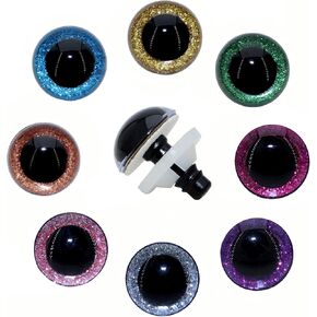 Glitter Safety Eyes for Crochet,128Pcs 15mm 8Colors Plastic Amigurumi Crochet Animal Eyes for DIY Making of Stuffed Animals Crafts Bear Plushies Toy Supplies