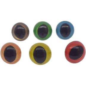 20 Pcs 15mm Plastic Safety Eyes Cat Eyes Premium Half Round Eyes for Doll Teddy Bear DIY Craft Making (Multi-Colored)