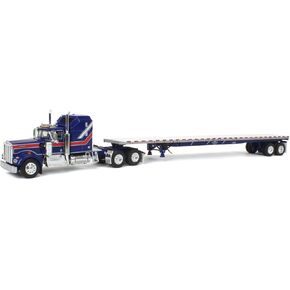 DCP 1/64 Kenworth W900A with Aerodyne Sleeper & 53' Wilson Roadbrute Flatbed Trailer 69-1656