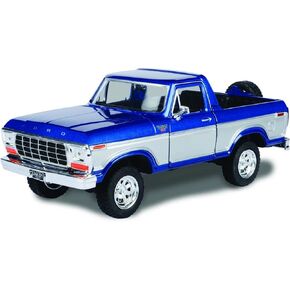 1978 Bronco Ranger XLT (Open Top) مع الإطارات الاحتياطية الأزرق المعدني والفضي سلسلة الأساطير الخالدة 1/24 Diecast Model Car بواسطة Motormax 79372