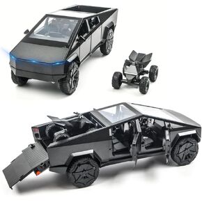 1/24 Alloy Pickup Truck Die-Cast Model Toy Car - Open Doors, Sound and Light, Pull-Back Action with Off-Road Motorcycle, Collectible Metal Vehicle for Kids & Adult(Green)